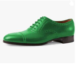 FOWT Green Men Fashion Cap Toe Low Heel Oxford Lace Up Casual Daily Walking Shoe